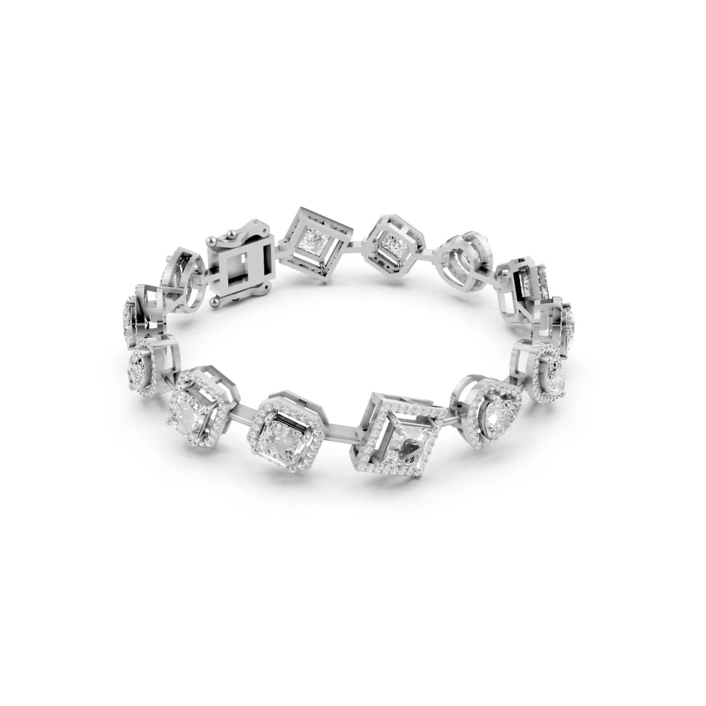 Statement Bracelet with Asscher & Fancy-Cut Diamonds White Gold