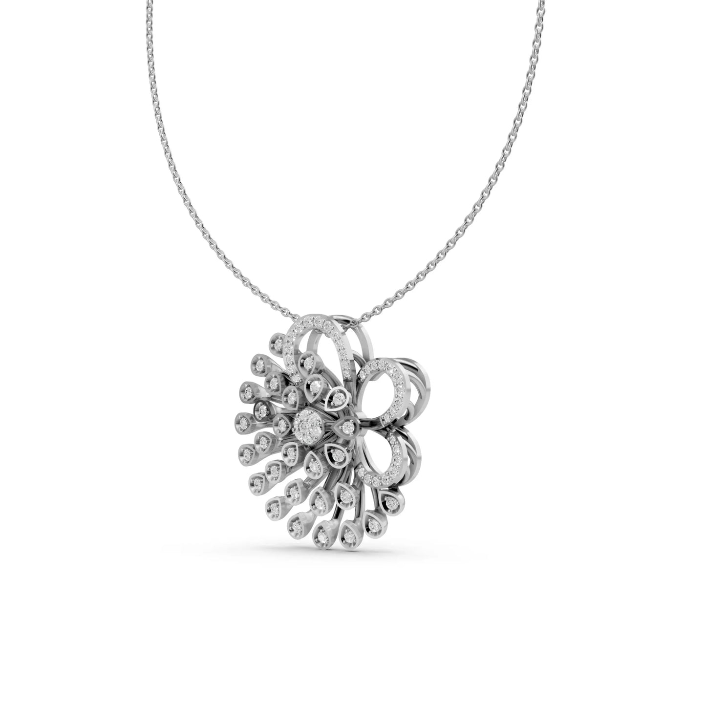 Floral Burst Pendant White Gold