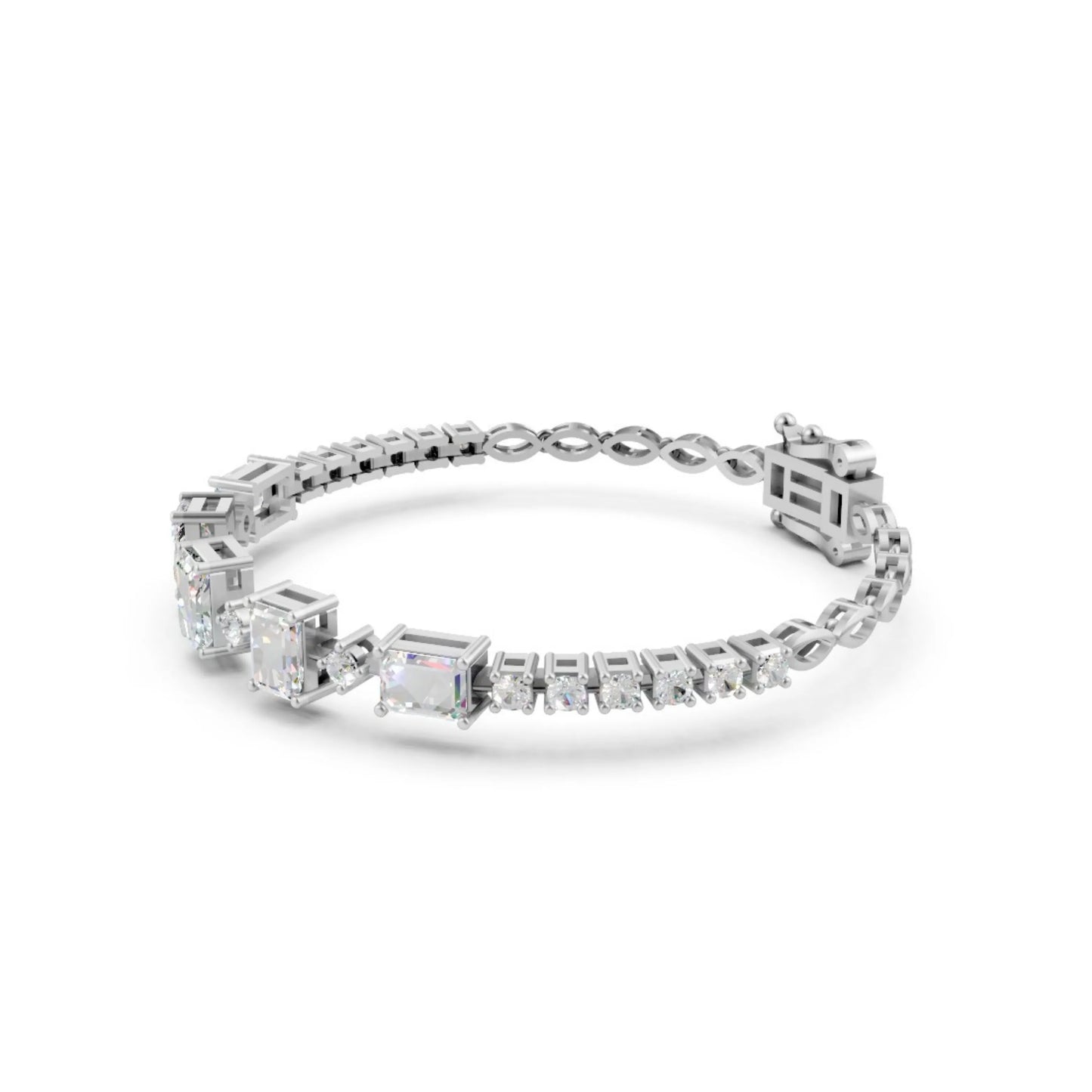 Emerald-Cut Diamond Bracelet White Gold