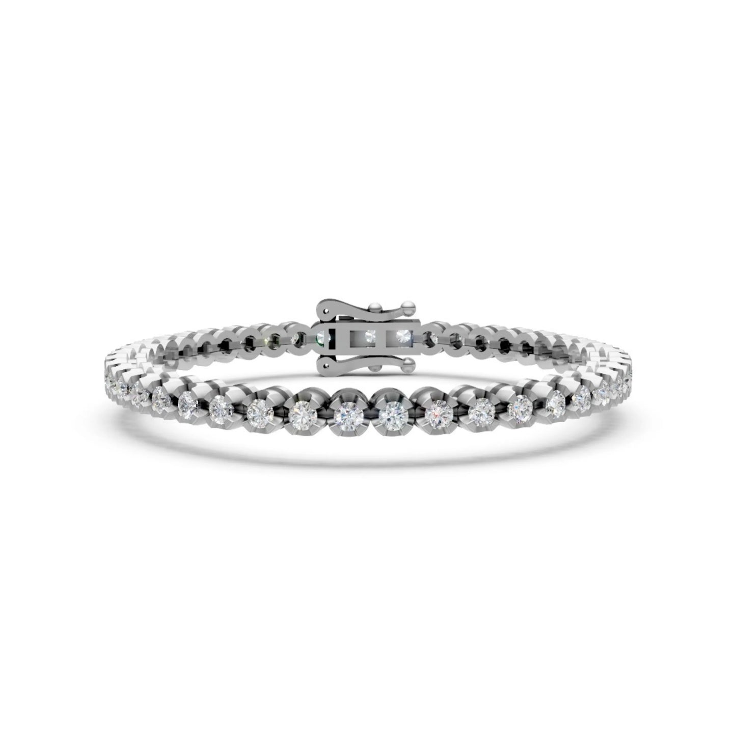 Round Diamond Tennis Bracelet White Gold 