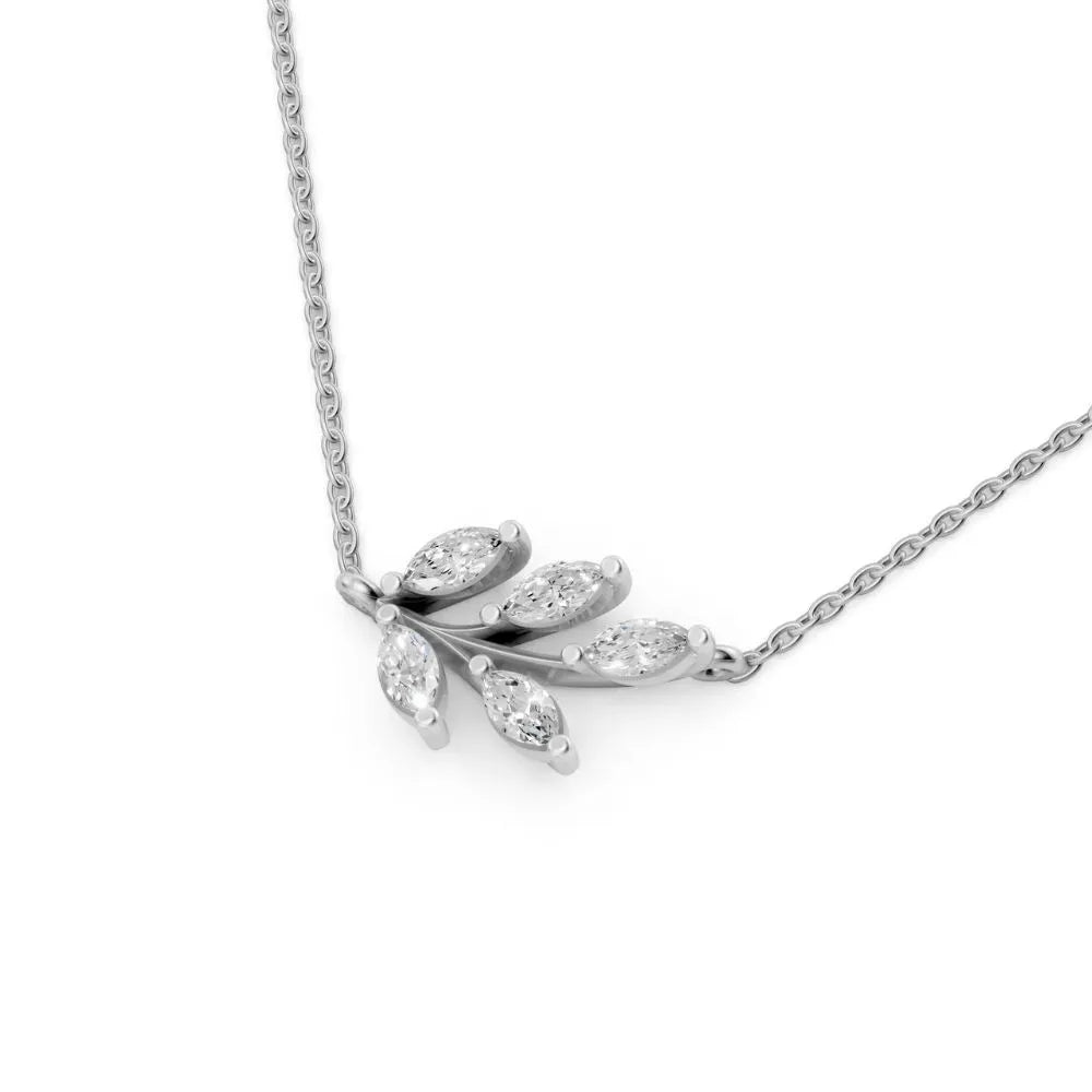 Marquise Cluster Diamond Necklace White Gold