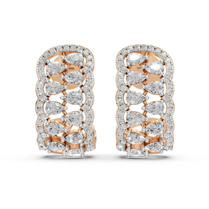 Pear Half-Hoop Earrings Rose Gold