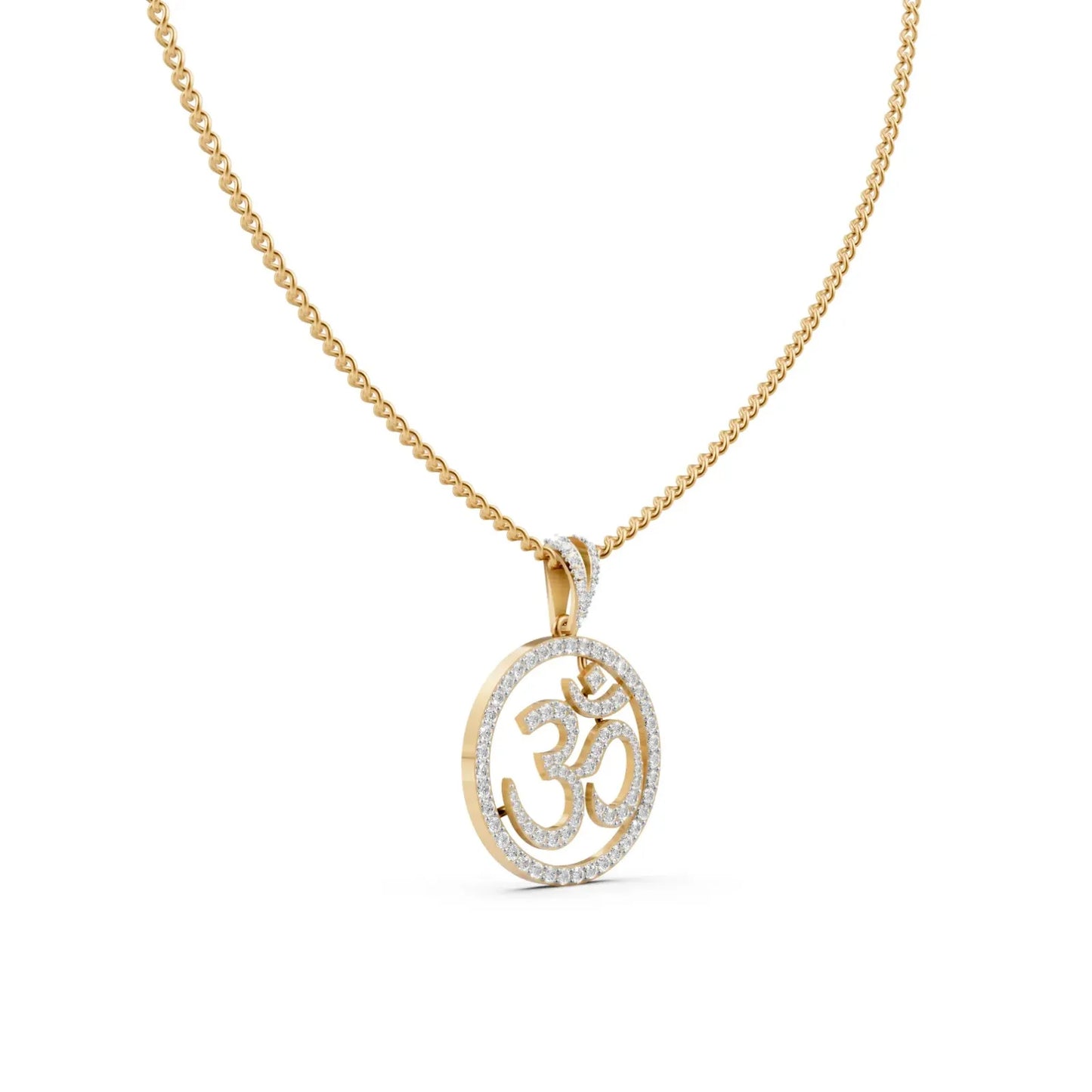 Diamond Om Pendant Yellow Gold