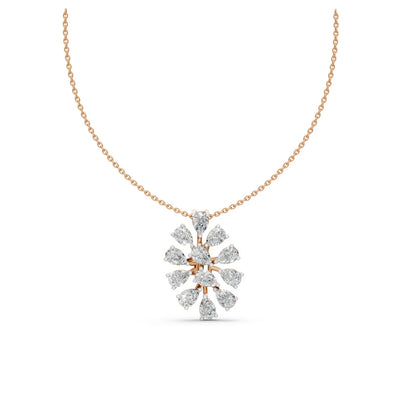 Pear Diamond Floral Pendant Rose Gold