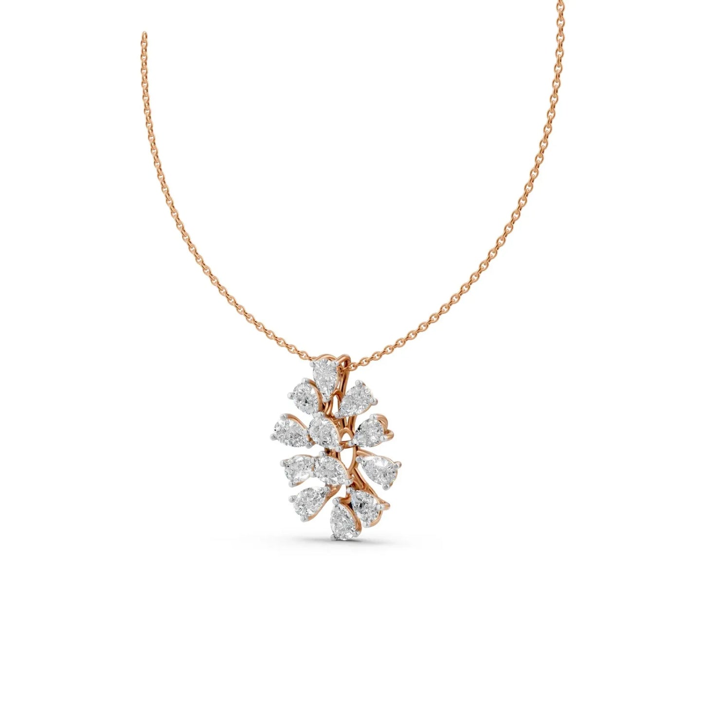 Pear Diamond Floral Pendant Rose Gold