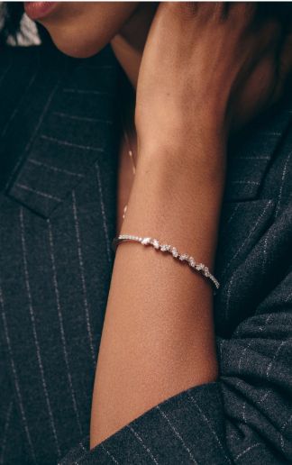 Half Studded Marquise Bangle