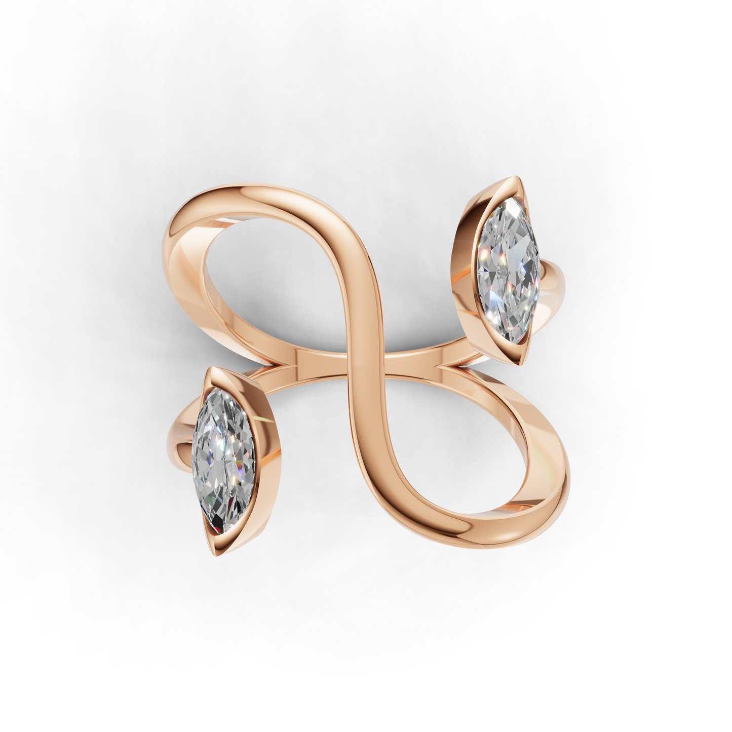 Contemporary Marquise Diamond Ring – Artistic Open Loop Design