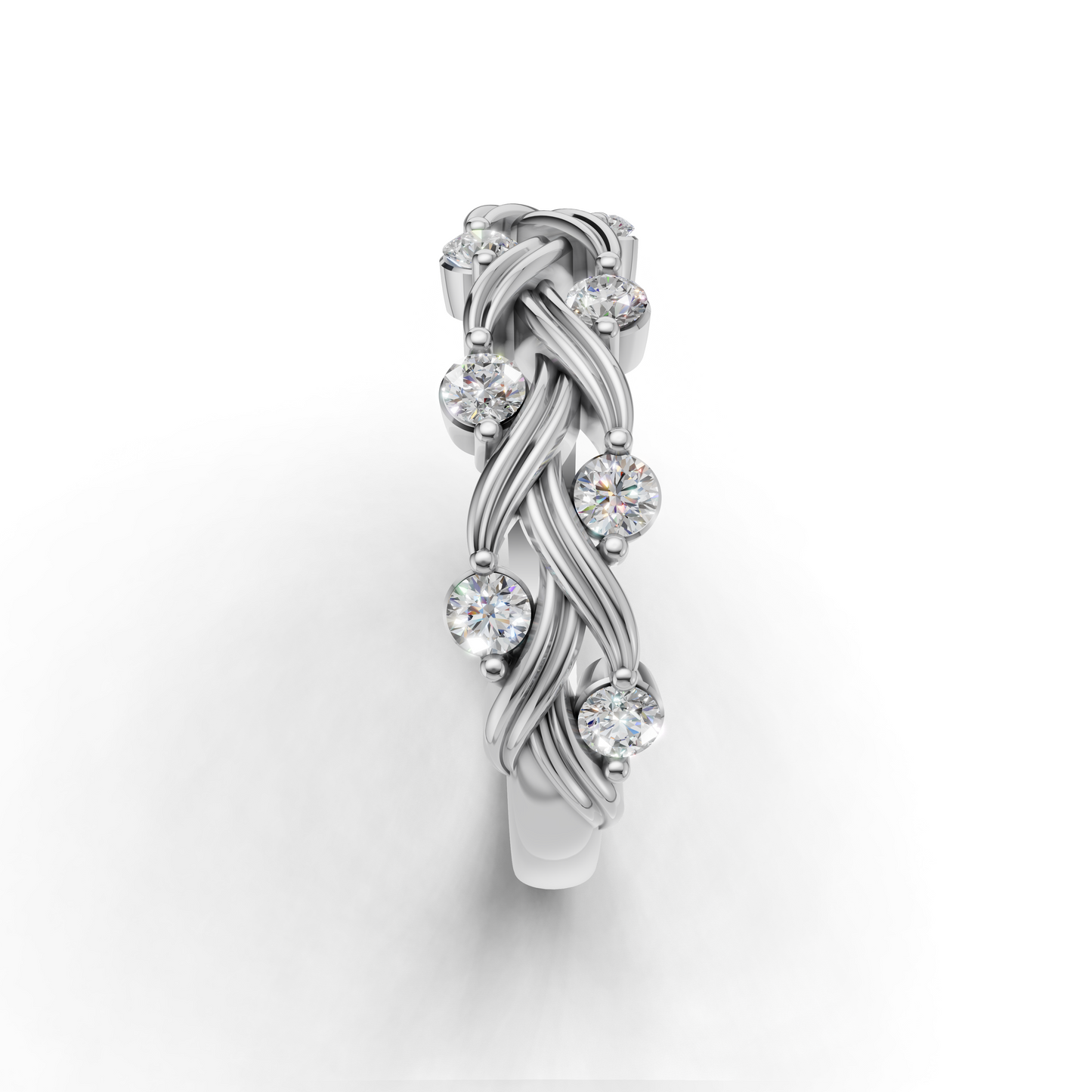 Braided Twisted Diamond Ring Band