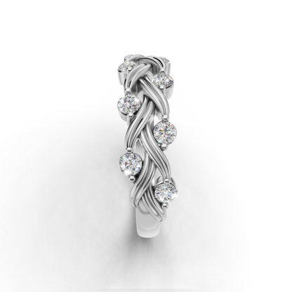 Braided Twisted Diamond Ring Band