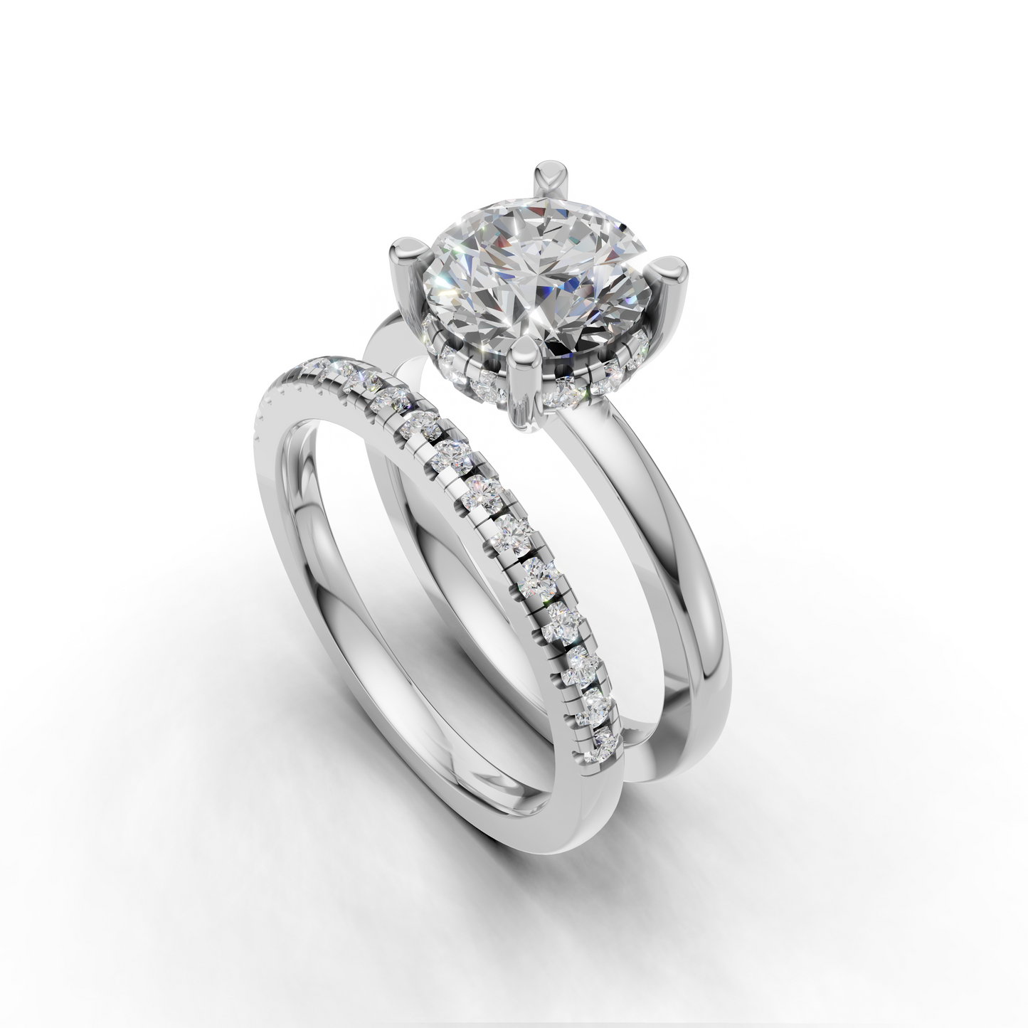 Diamond Engagement Ring Set with Round Brilliant Cut