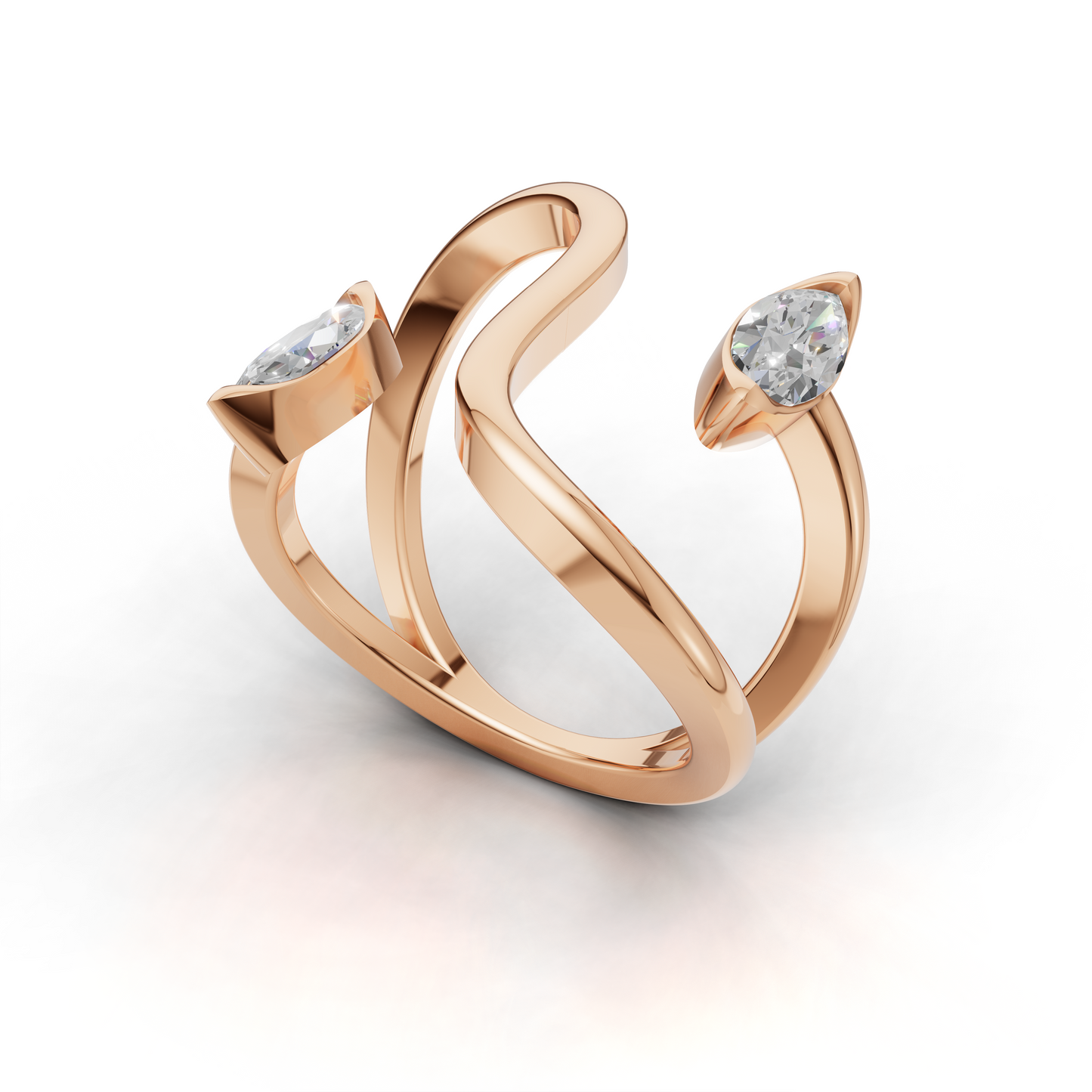 Contemporary Marquise Diamond Ring – Artistic Open Loop Design