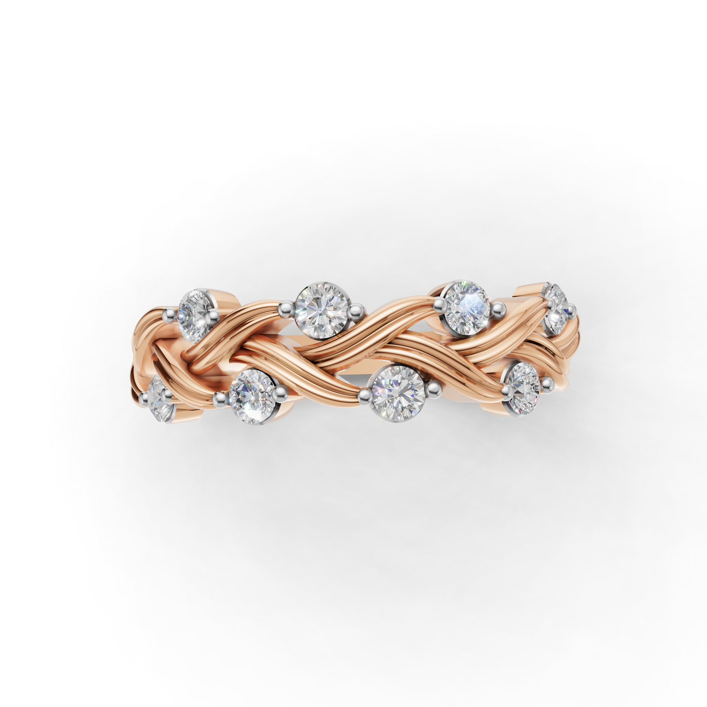 Braided Twisted Diamond Ring Band
