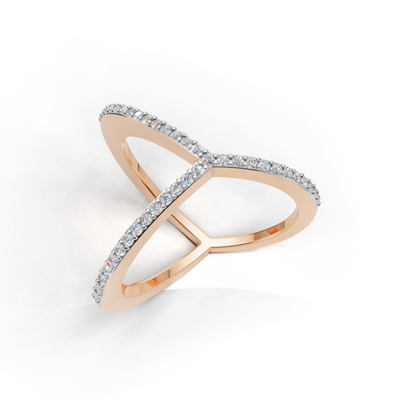 Geometric V and Circle Diamond Ring – Contemporary Designer Statement Ring