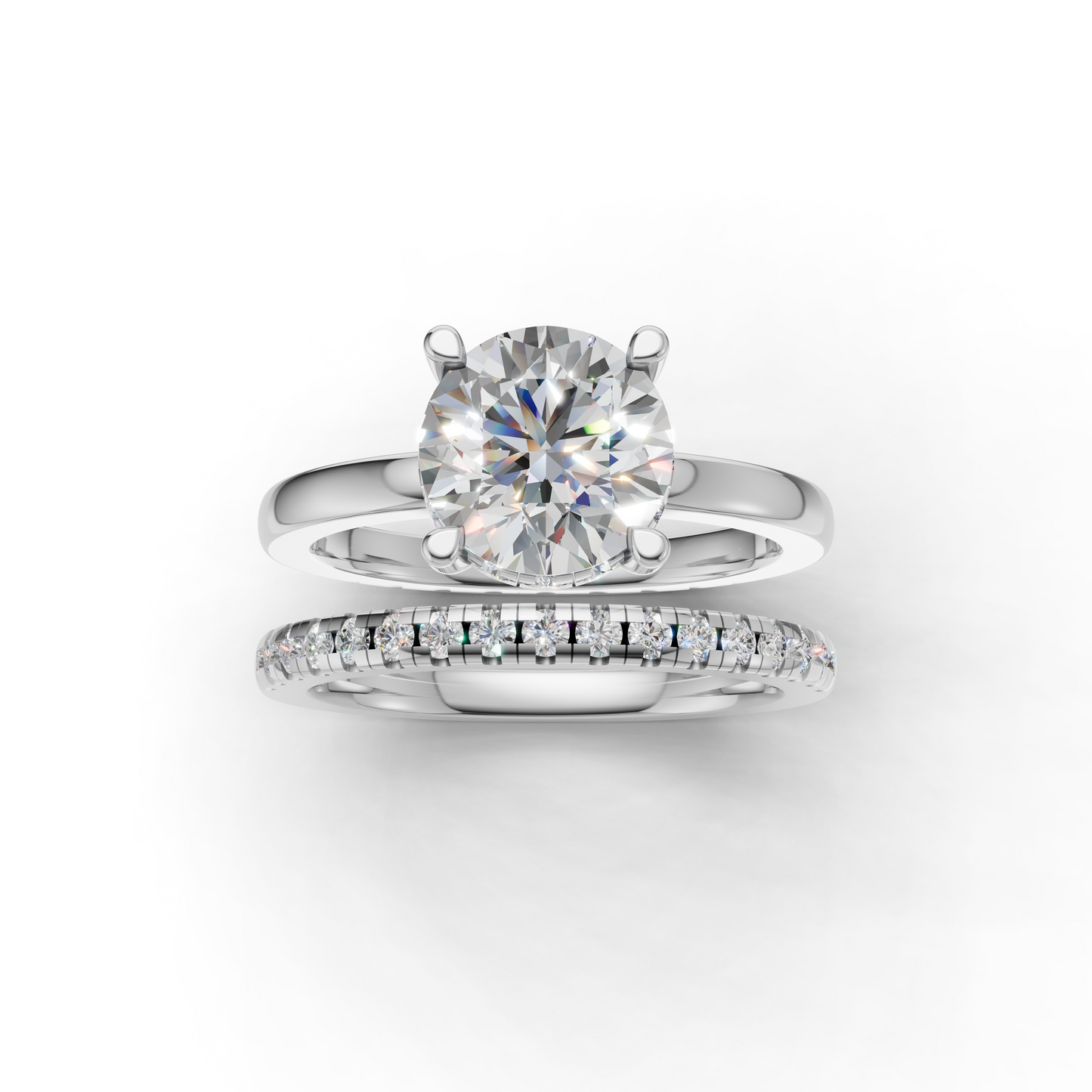 Diamond Engagement Ring Set with Round Brilliant Cut