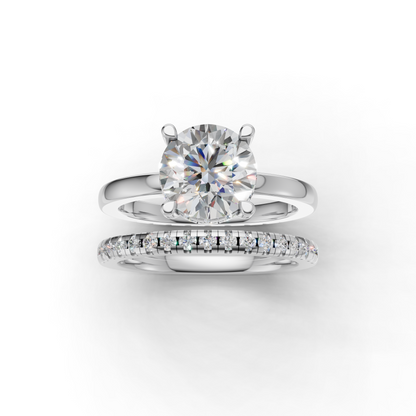 Diamond Engagement Ring Set with Round Brilliant Cut