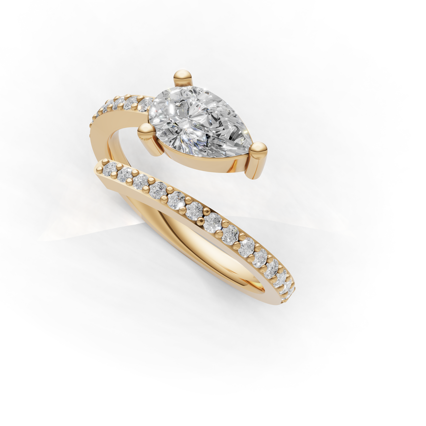 Pear Cut Diamond Engagement Ring – Modern Split Shank Design