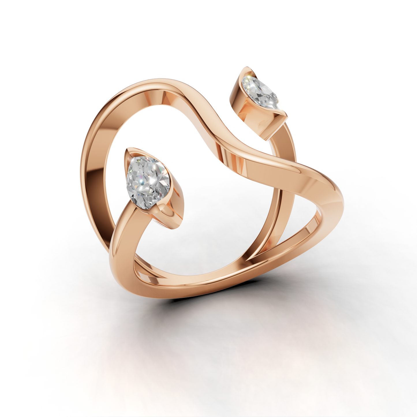 Contemporary Marquise Diamond Ring – Artistic Open Loop Design
