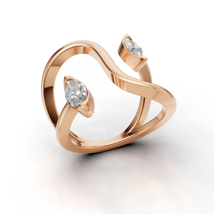 Contemporary Marquise Diamond Ring – Artistic Open Loop Design