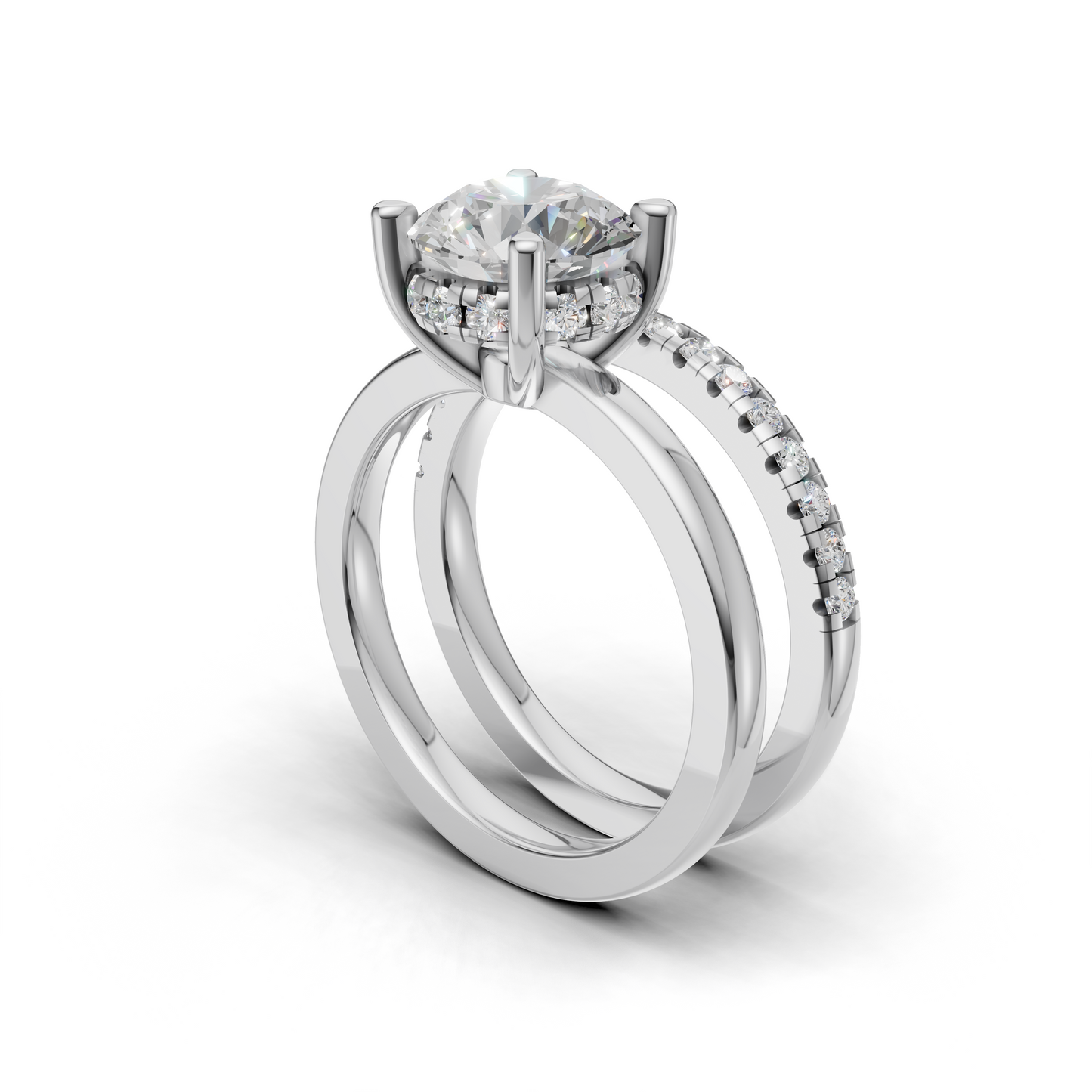 Diamond Engagement Ring Set with Round Brilliant Cut