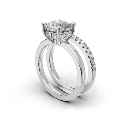 Diamond Engagement Ring Set with Round Brilliant Cut