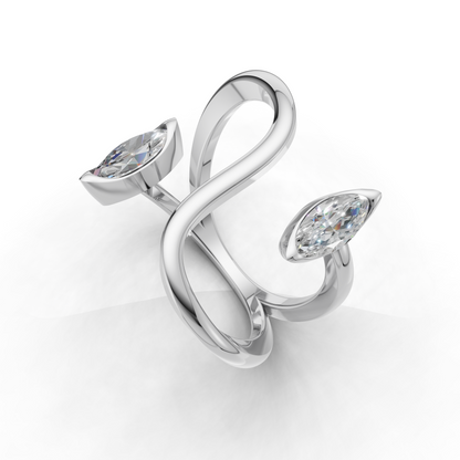 Contemporary Marquise Diamond Ring – Artistic Open Loop Design