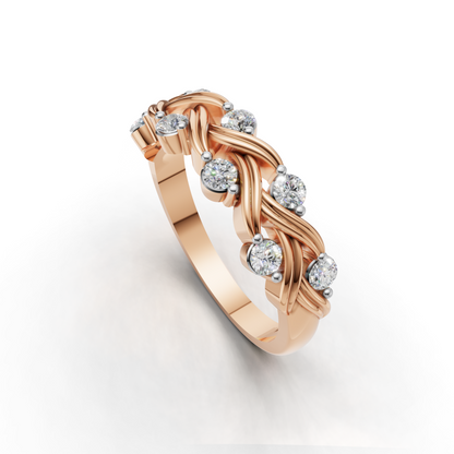 Braided Twisted Diamond Ring Band