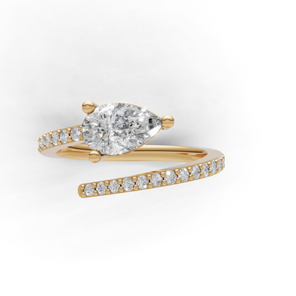 Pear Cut Diamond Engagement Ring – Modern Split Shank Design