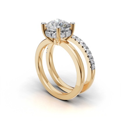 Diamond Engagement Ring Set with Round Brilliant Cut