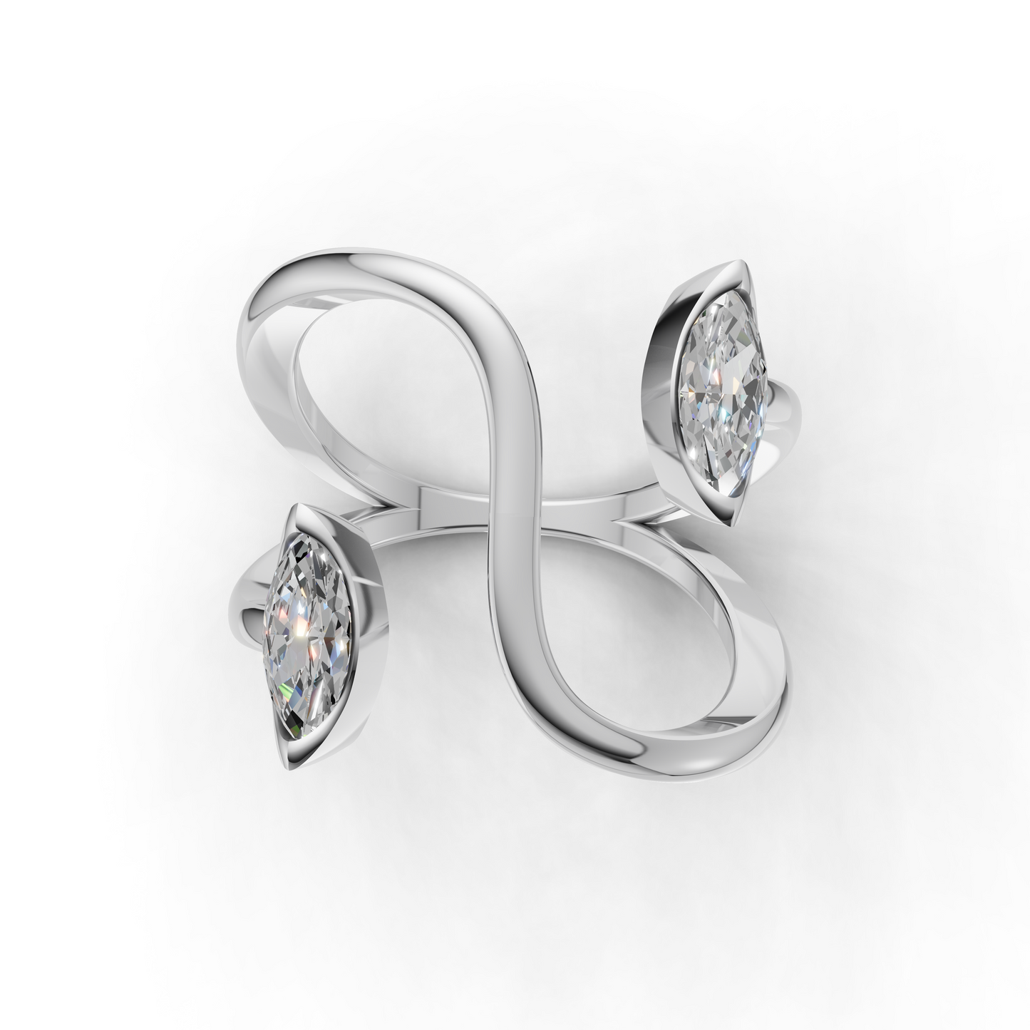 Contemporary Marquise Diamond Ring – Artistic Open Loop Design