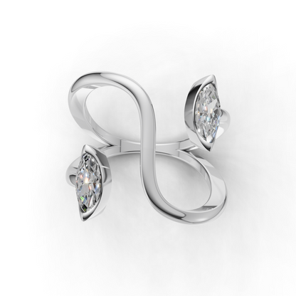 Contemporary Marquise Diamond Ring – Artistic Open Loop Design