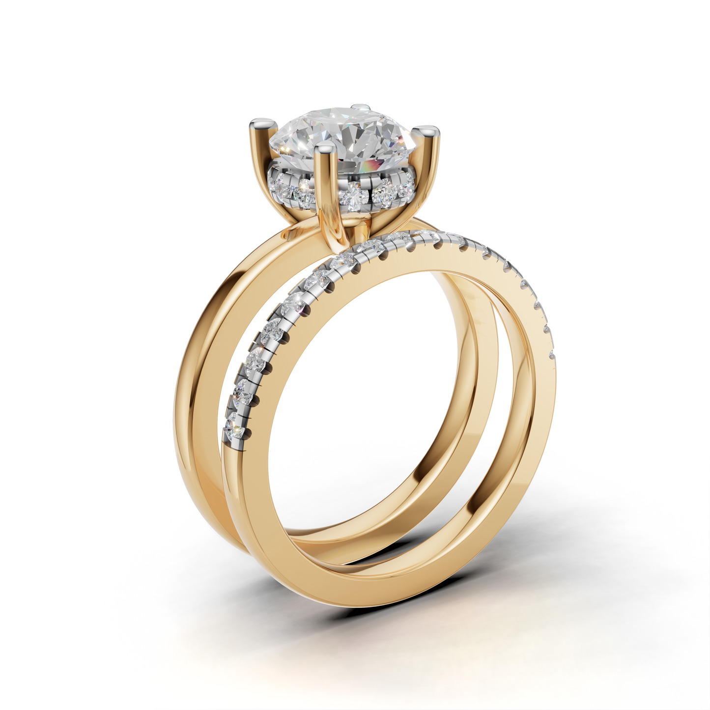 Diamond Engagement Ring Set with Round Brilliant Cut
