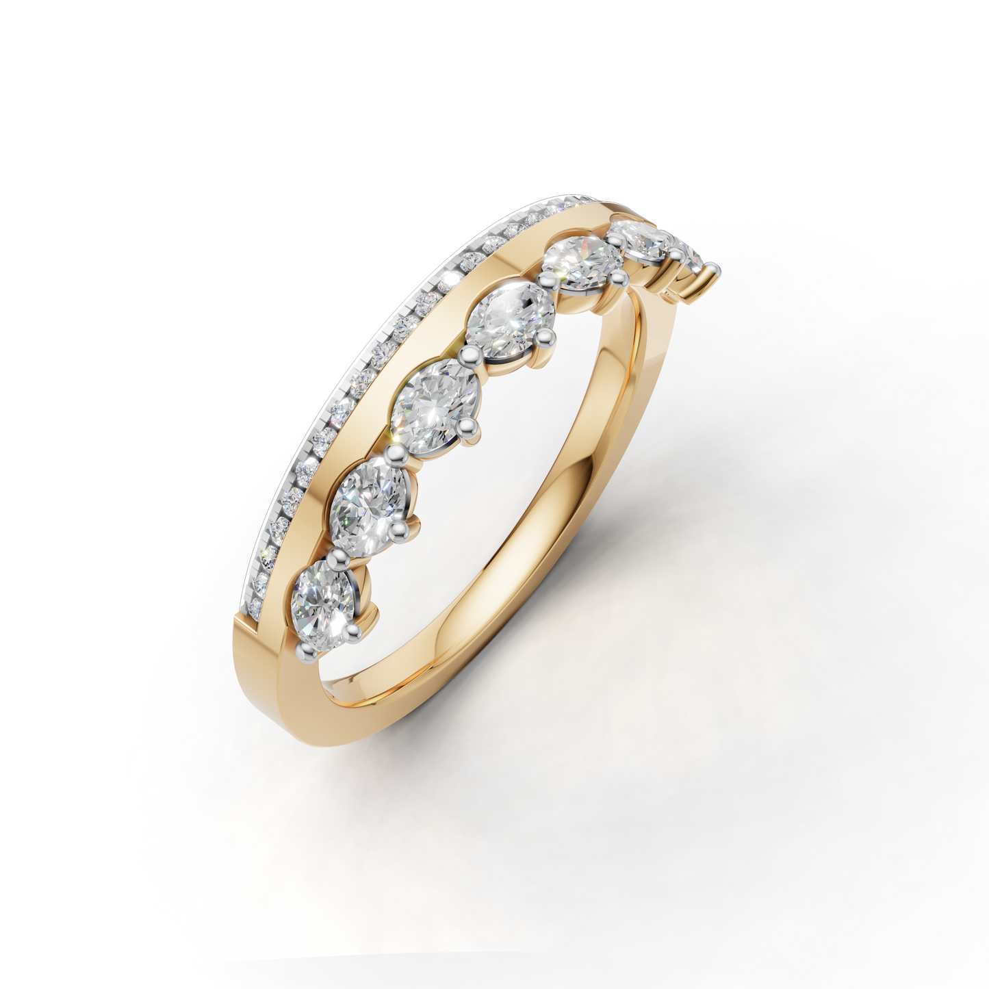 Marquise and Round Diamond Stacking Band