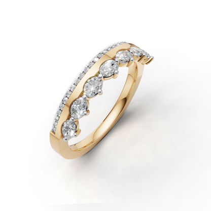 Marquise and Round Diamond Stacking Band