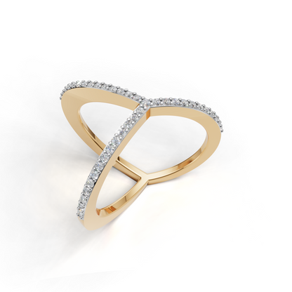 Geometric V and Circle Diamond Ring – Contemporary Designer Statement Ring