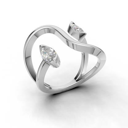 Contemporary Marquise Diamond Ring – Artistic Open Loop Design
