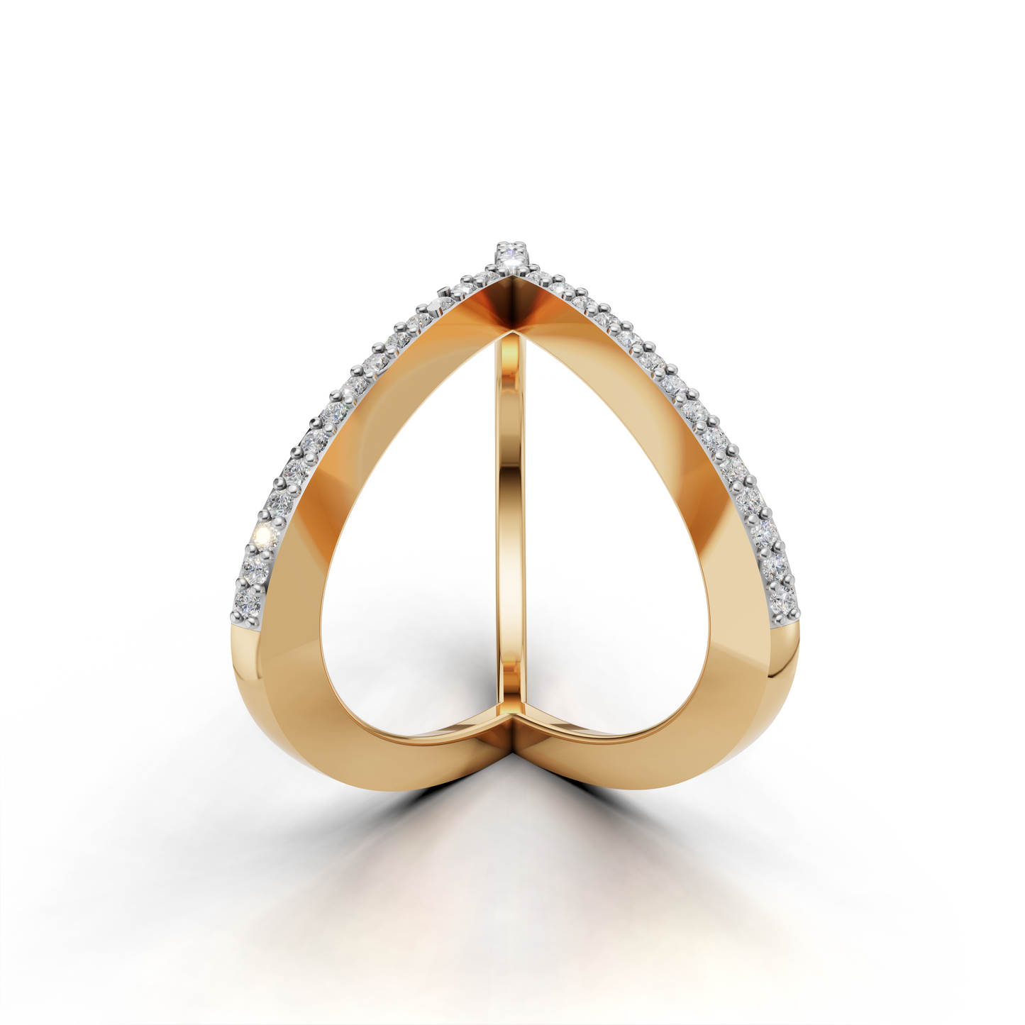 Geometric V and Circle Diamond Ring – Contemporary Designer Statement Ring