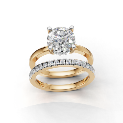 Diamond Engagement Ring Set with Round Brilliant Cut
