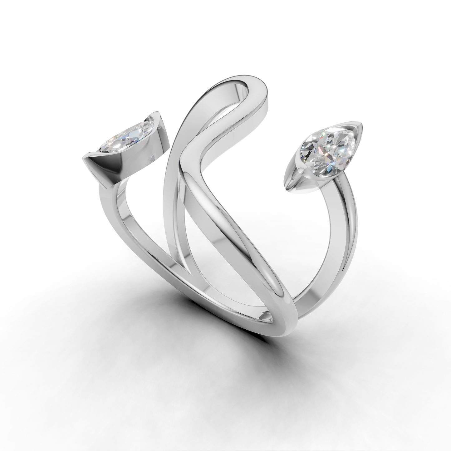 Contemporary Marquise Diamond Ring – Artistic Open Loop Design