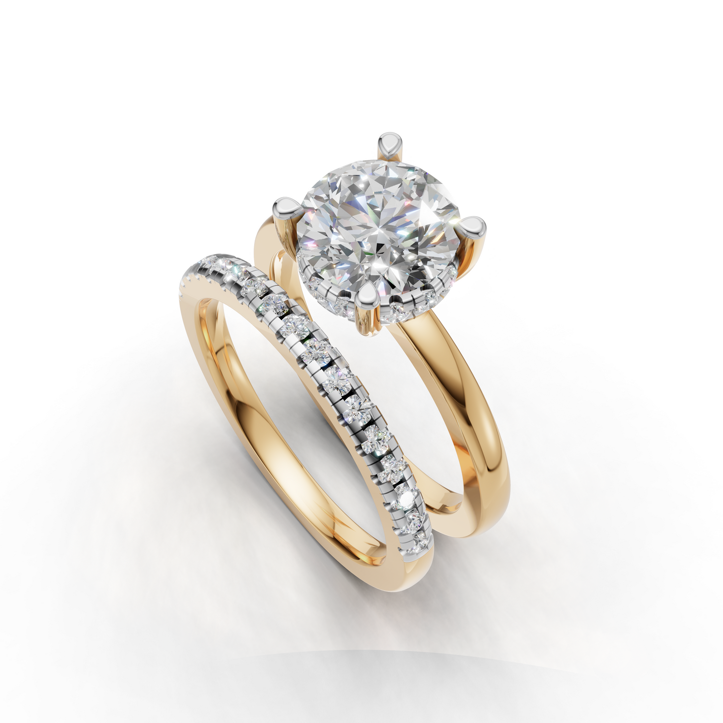Diamond Engagement Ring Set with Round Brilliant Cut
