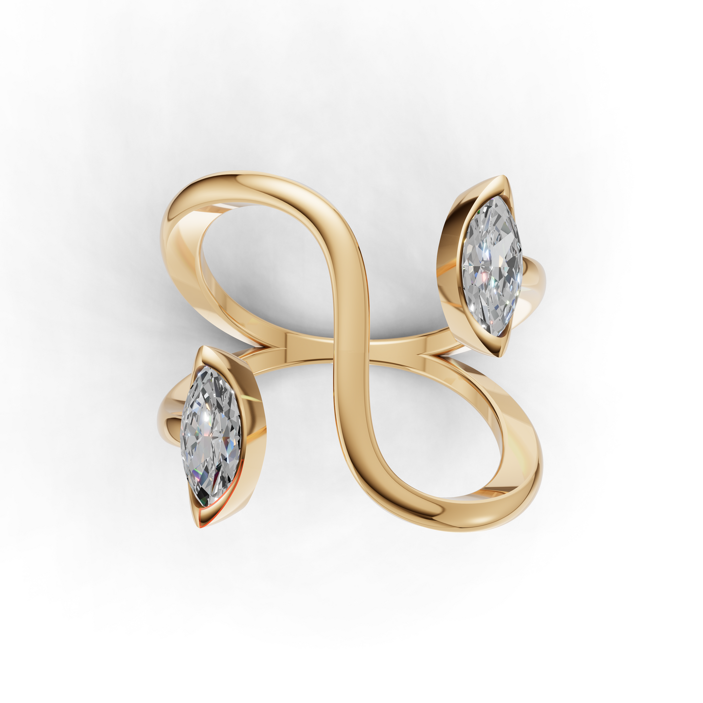 Contemporary Marquise Diamond Ring – Artistic Open Loop Design