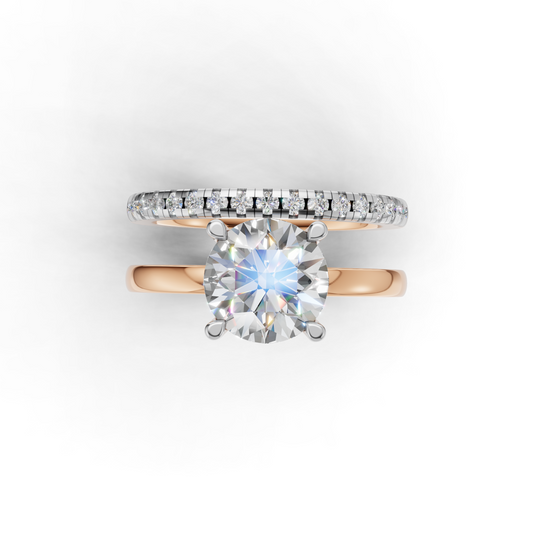Diamond Engagement Ring Set with Round Brilliant Cut