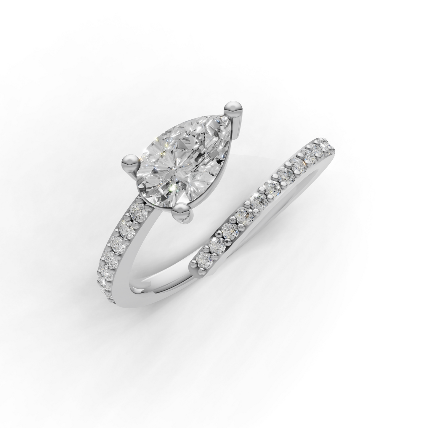 Pear Cut Diamond Engagement Ring – Modern Split Shank Design