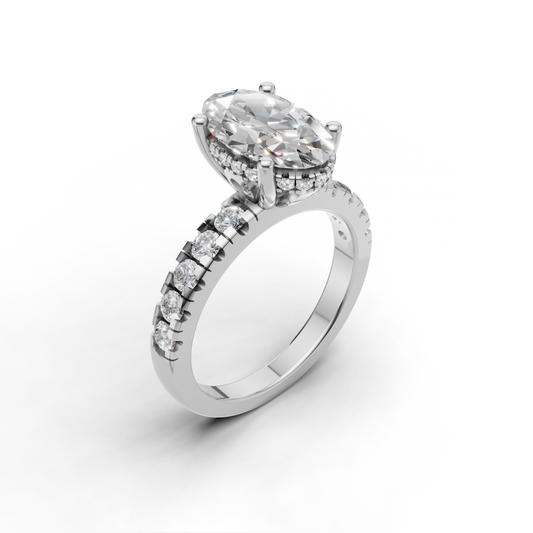 Oval Diamond Engagement Ring with Pavé Band