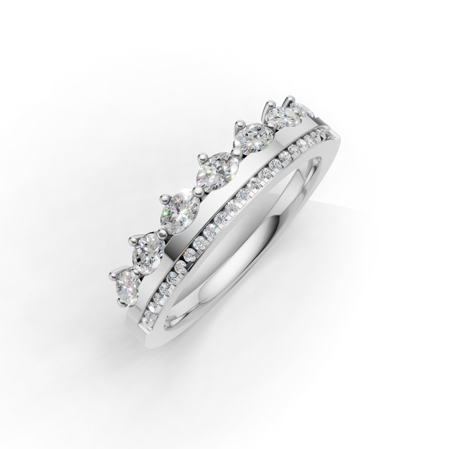 Marquise and Round Diamond Stacking Band