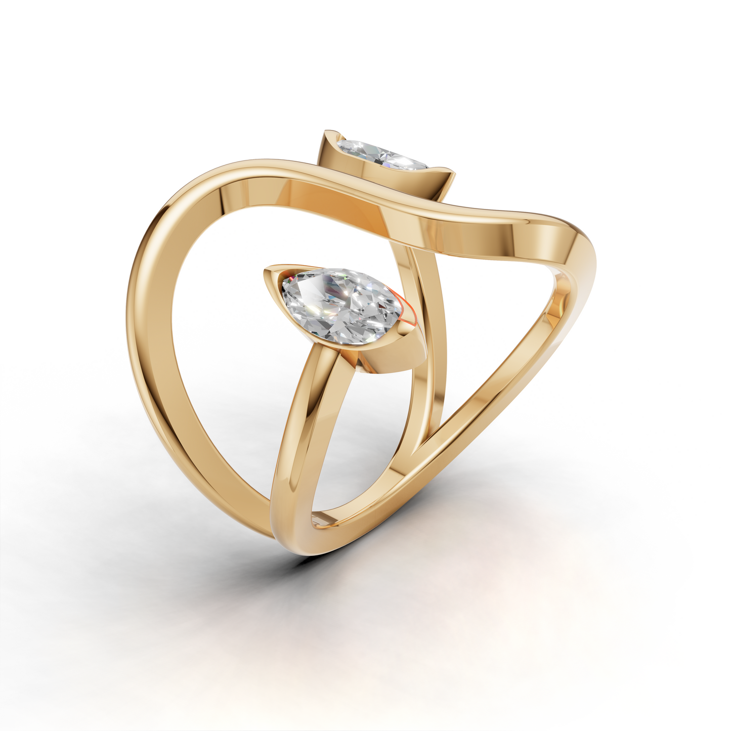Contemporary Marquise Diamond Ring – Artistic Open Loop Design