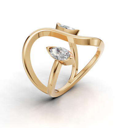 Contemporary Marquise Diamond Ring – Artistic Open Loop Design