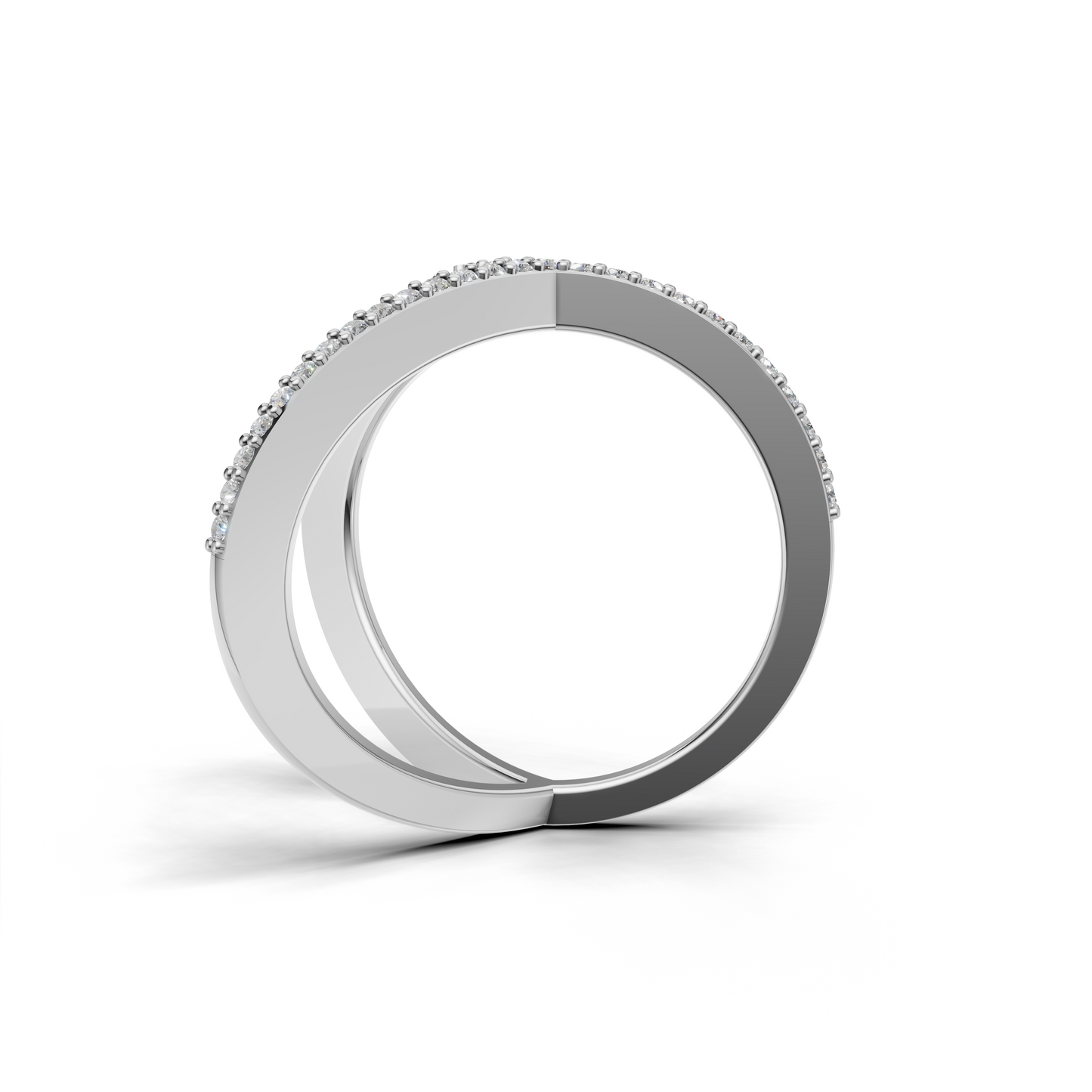 Geometric V and Circle Diamond Ring – Contemporary Designer Statement Ring