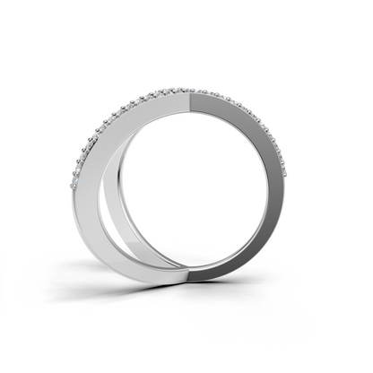 Geometric V and Circle Diamond Ring – Contemporary Designer Statement Ring