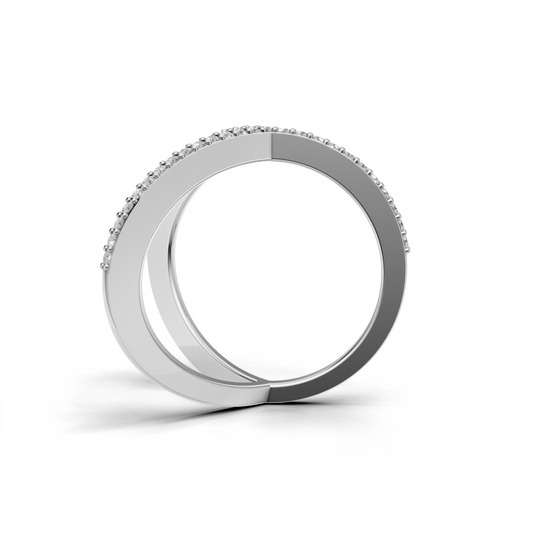 Geometric V and Circle Diamond Ring – Contemporary Designer Statement Ring