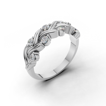 Braided Twisted Diamond Ring Band